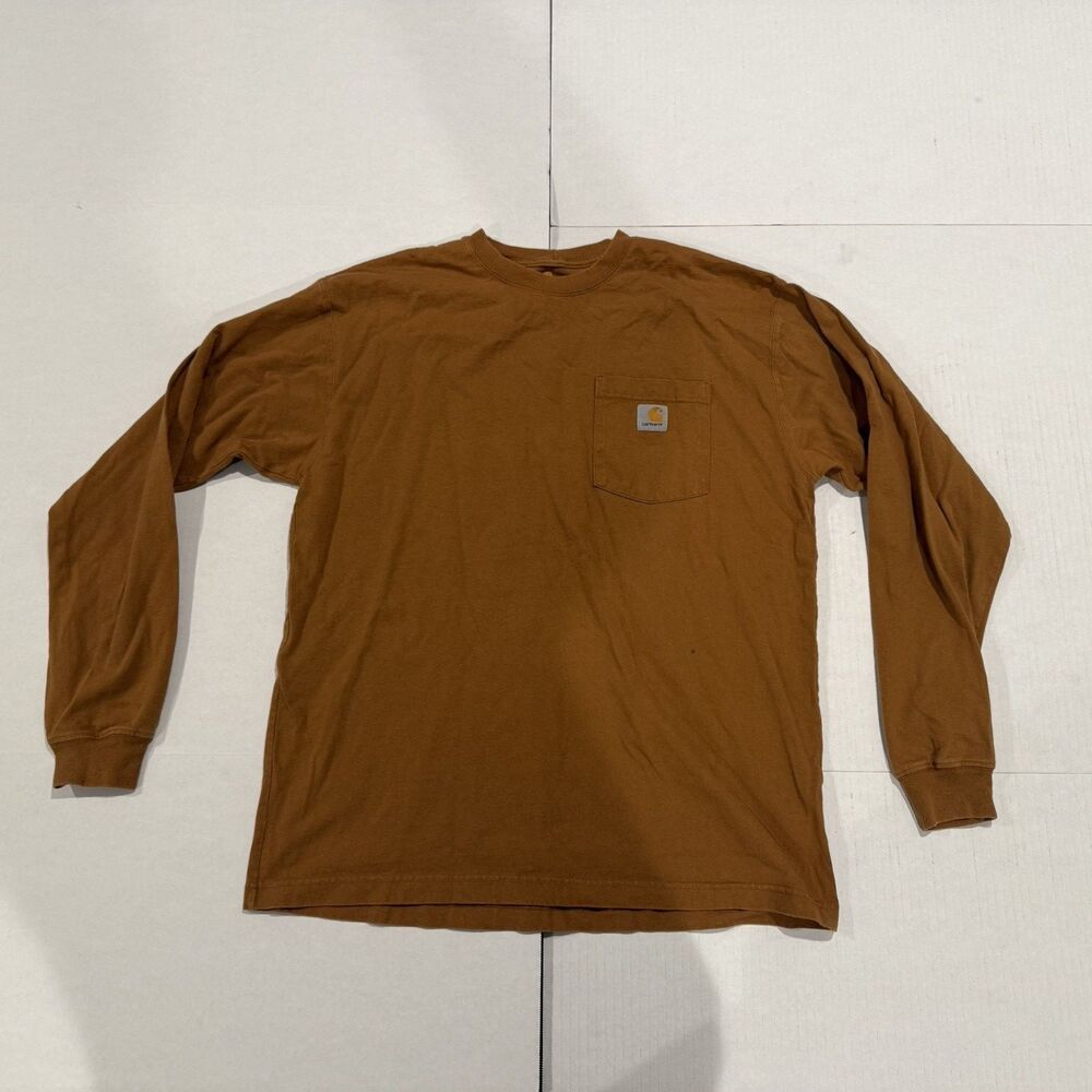 Carhartt Shirt Mens Medium Brown Pocket Original Fit Long Sleeve Shirt